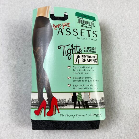SPANX Assets Sara Blakely Reversible Shaping Tights‎ Women's 3 Flipside Diamond - Picture 1 of 6